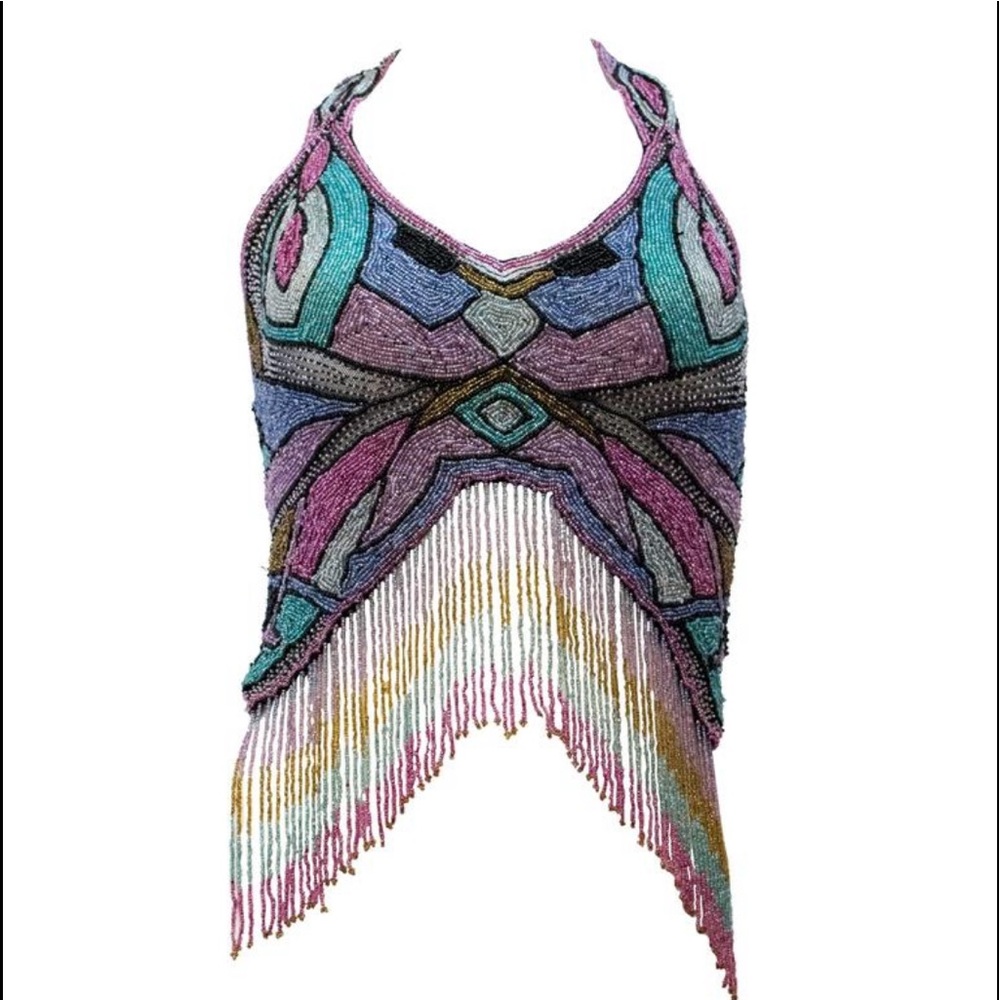 Glass beaded halter top